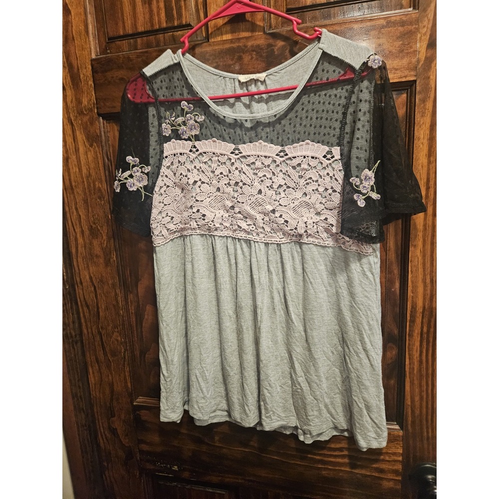 Oddi Small Anthropologie Blouse Shirt Embroidered Lace Floral Coquette  Cottage